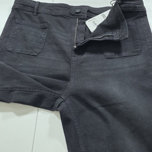 Oat New York Jean Women 18W Black Wide Leg High Rise Raw Hem Stretch GrungeGoth - Picture 10 of 16